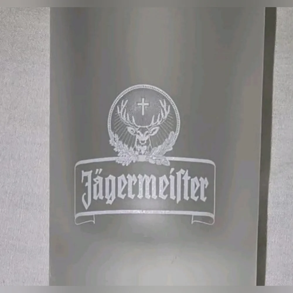 Jagermeister Shot Glasses Frosted Embossed Lettering Stag Logo 2.75